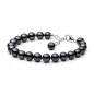 Preview: Gaura Pearls Perlenarmband - schwarz, 10 mm, 925 Silber