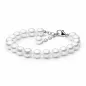 Preview: Gaura Pearls Perlenarmband - weiß, 9 mm, 925 Silber