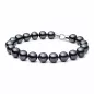 Preview: Gaura Pearls Perlenarmband - schwarz, 11 mm, 925 Silber