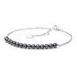 Preview: Gaura Pearls Perlenarmband - schwarz, rund, 17-20 cm, 925 Silber