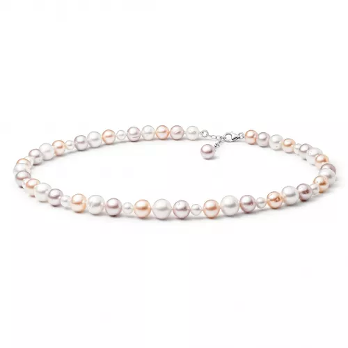 Gaura Pearls Perlenkette - mehrfarbig, 50-53 cm, 925 Silber