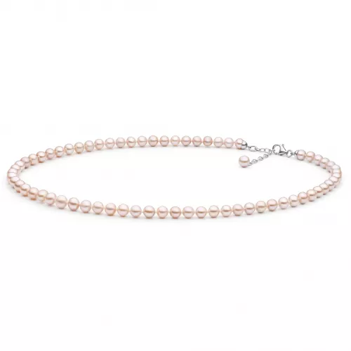 Gaura Pearls Perlenkette - lavendel, rund, 45-48 cm, 925 Silber