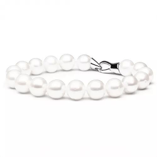 Gaura Pearls Perlenarmband - weiß, 10 mm. 925 Silber