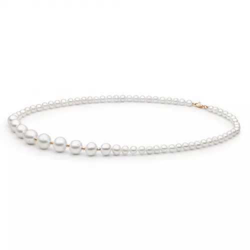 Gaura Pearls Perlenkette - weiß, rund, 40 cm, 585 Roségold