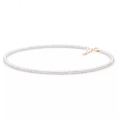 Gaura Pearls Perlenkette - weiß, rund, 38-41 cm, 585 Roségold plattiert