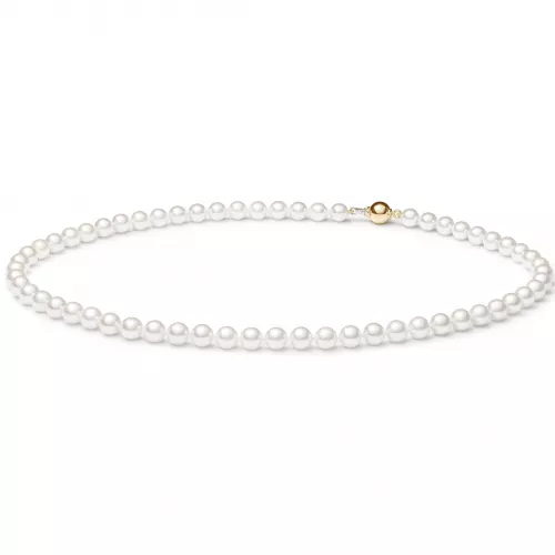 Gaura Pearls Perlenkette - Akoya-Perlen, weiß, rund, 45 cm, 585 Roségold