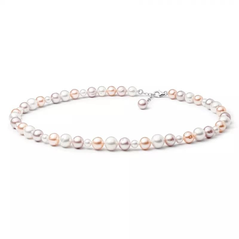 Gaura Pearls Perlenkette - mehrfarbig, 50-53 cm, 925 Silber