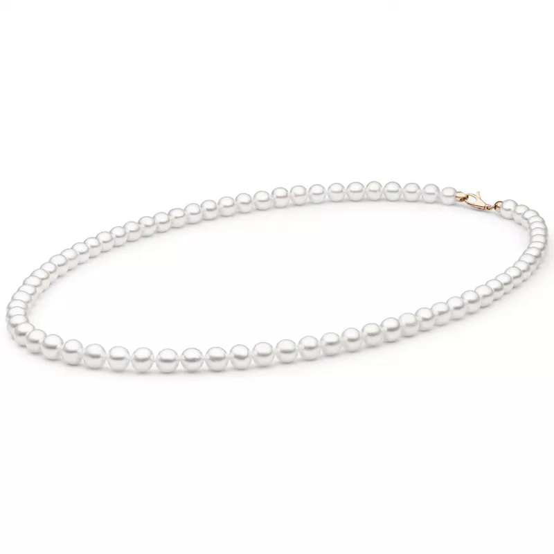 Gaura Pearls Perlenkette - weiß, klassisch, 50 cm, 585 Roségold