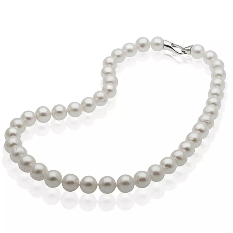 Gaura Pearls Perlenkette - weiß, rund, 55 cm, 925 Silber