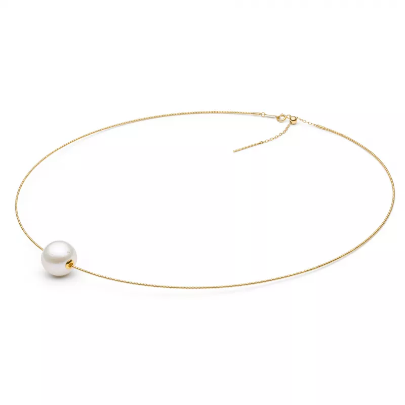 Gaura Pearls Perlenkette - weiß, 40 cm, 750 Gelbgold