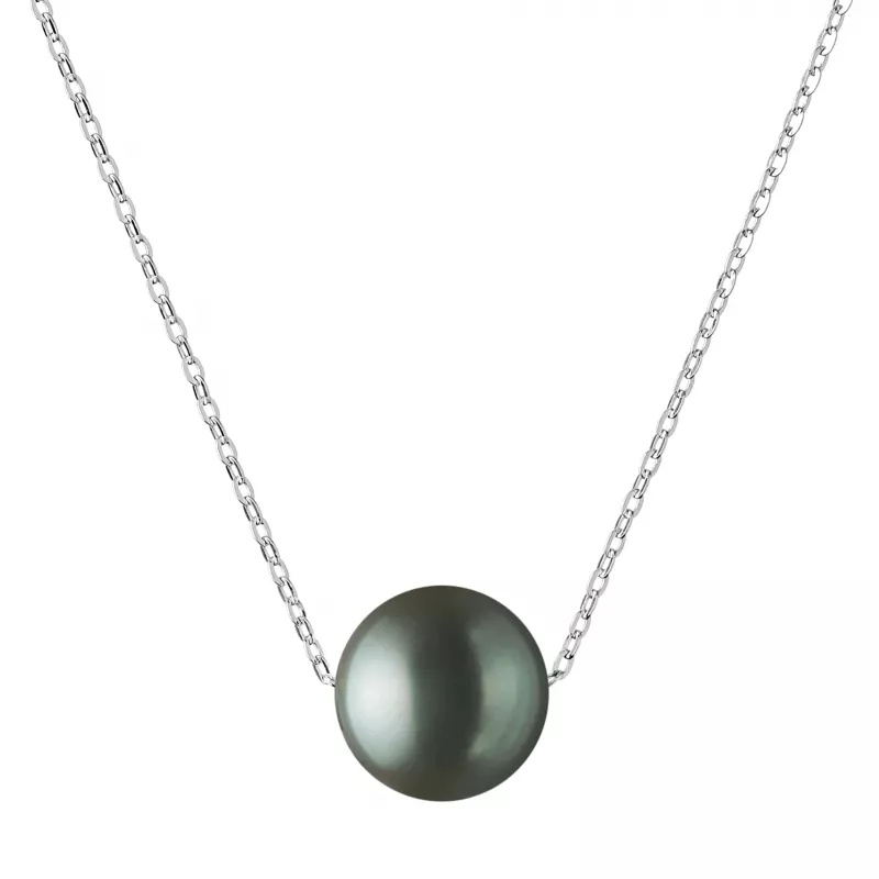 Gaura Pearls Silberkette - schwarz, 41 cm, 925 Silber