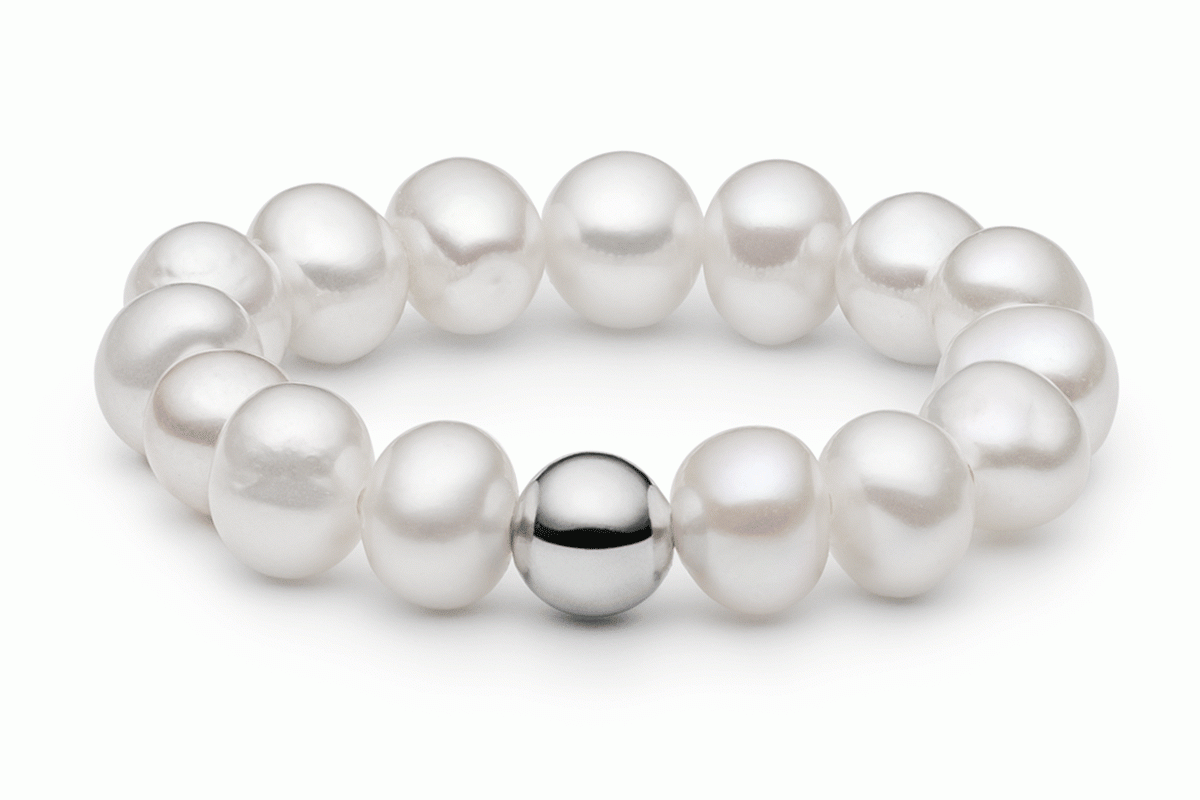 Perlenring weiß 4-4.5 mm, Schmuckperle 925er rhodiniertes Silber, Gaura Pearls, Estland
