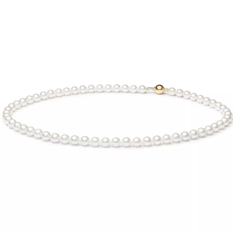 Gaura Pearls Perlenkette - Akoya-Perlen, weiß, rund, 45 cm, 585 Roségold