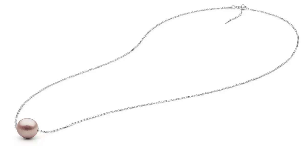 Silberkette mit Perlenanhänger lavendel Edison 12-13 mm