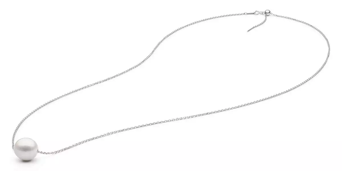 Silberkette mit Perlenanhänger weiß Kasumi like 12-13 mm