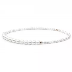 Gaura Pearls Perlenkette - weiss, 46 cm, 585 Rosegold plattiert