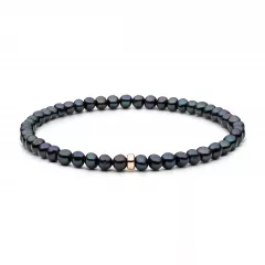 Modernes Perlenarmband schwarz 14K Roségold plattiertem 925er Silber, 4-4.5 mm, 18.5 cm, Gaura Pearls, Estland