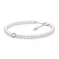 Elegantes Design-Perlenarmband weiß rund 4-4.5 mm, Länge 18 (+3) cm, 925er Silber, Gaura Pearls, Estland