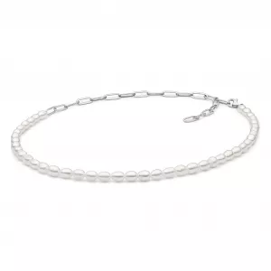 Gaura Pearls Perlenkette - weiss, reis, 36-41 cm, 925 Silber