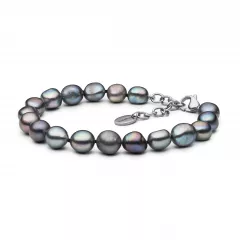 Gaura-Pearls-Perlenarmband-schwarz-barock-19-22-cm-Stahl.