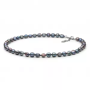 Gaura Pearls Perlenkette - schwarz, 45 cm, Stahl