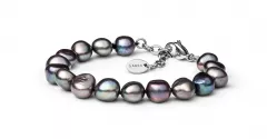 Modernes Perlenarmband schwarz barock 10-11 mm, 19.5 cm, Verschluss Stahl, Gaura Pearls, Estland