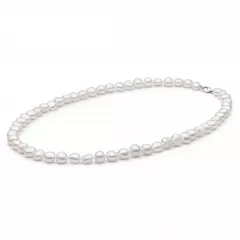 Gaura Pearls Perlenkette Herren - weiß, barock, 50 cm, 925 Silber