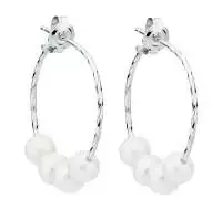 Eleganter Perlenohrring rhodiniertes 925er Silber weiß mit 4 kleine Perlen 5-5.5 mm in rhodiniertes 925er Silber