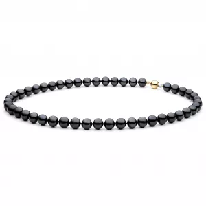 Gaura Pearls Perlenkette - schwarz, rund, 45 cm, 585 Weiß/Gelbgold