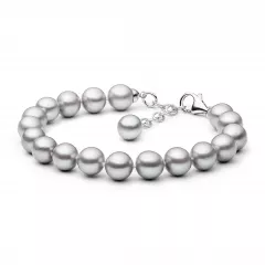 Gaura Pearls Perlenarmband - grau, 925 Silber