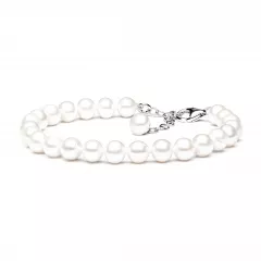 Gaura Pearls Perlenarmband - weiß, 7 mm, 925 Silber