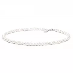 Gaura Pearls Perlenkette - weiß, rund, 7 mm, 45-48 cm, 925 Silber