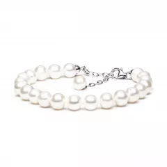 Gaura Pearls Perlenarmband - weiß, 8 mm, 925 Silber