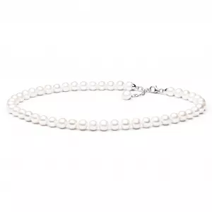 Gaura Pearls Perlenkette - weiß, rund, 8 mm, 40-43 cm, 925 Silber