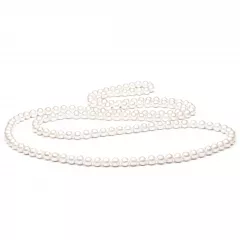 Gaura Pearls Perlenkette - weiß, rund, 8 mm, 130 cm, 925 Silber