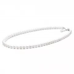 Gaura Pearls Perlenkette - weiß, 9 mm, 55-58 cm, 925 Silber