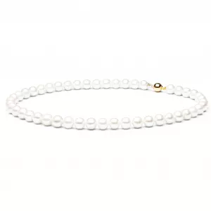 FARWG795 Gaura Pearls Perlenkette - weiss rund 45 cm 585 Weiss Gelbgold