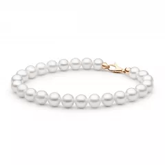 Gaura Pearls Perlenarmband - weiß, 7 mm, 585 Roségold