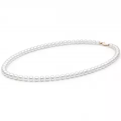 Gaura Pearls Perlenkette - weiß, klassisch, 50 cm, 585 Roségold