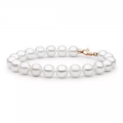 Gaura Pearls Perlenarmband - weiß, 8 mm, 585 Roségold