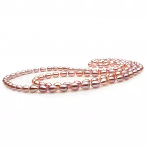 Gaura Pearls Perlenkette - lavendel, reis, 120 cm