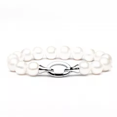 Gaura Pearls Perlenarmband - weiß, 11 mm, 925 Silber