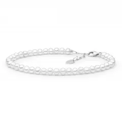 Gaura Pearls Perlenarmband - weiß, 18-21 cm, 5 mm, 925 Silber