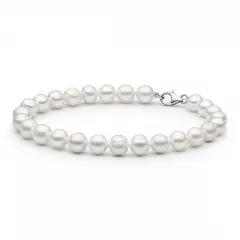 Gaura Pearls Perlenarmband Herren - weiß, rund, 925 Silber