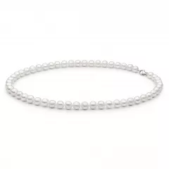 Perlenkette Herren weiß rund 8-8.5 mm, 45 cm, Verschluss 925er Silber, Gaura Pearls, Estland