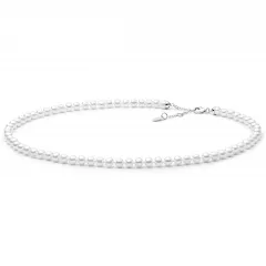 Gaura Pearls Perlenkette - weiß, rund, 5.5 mm, 40-43 cm, 925 Silber