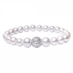 Gaura Pearls Perlenarmband - weiß, Zirkoniaperle, 20 cm, 925 Silber