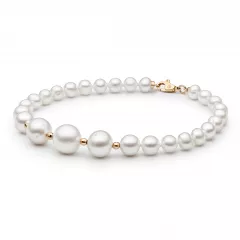 Gaura Pearls Perlenarmband - weiß, 585 Roségold