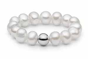 Gaura Pearls Perlenring - weiß, kleine Perlen, flex, 925 Silber