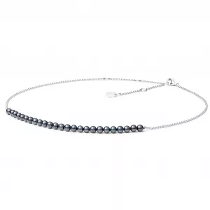 Gaura Pearls Silberkette - schwarz, 38-43 cm, 925 Silber